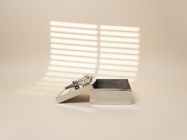 SILVER BOX WITH BAMBOO LINES